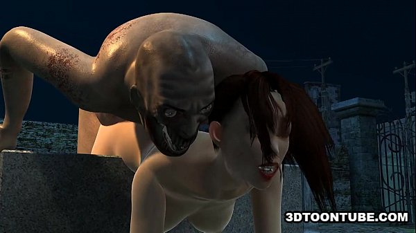 Big-chested 3D toon honey getting fucked hard by a zombie