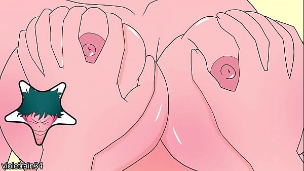 Midoriya massages Uraraka’s tits and fucks her – My Hero Academia anime porn