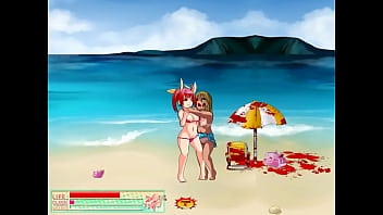 Pretty 18yo woman in bathing suit having hook-up with monster man in Splatter beach anime porn ryona activity gameplay flick